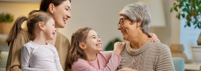 A grandmother talking to her family.